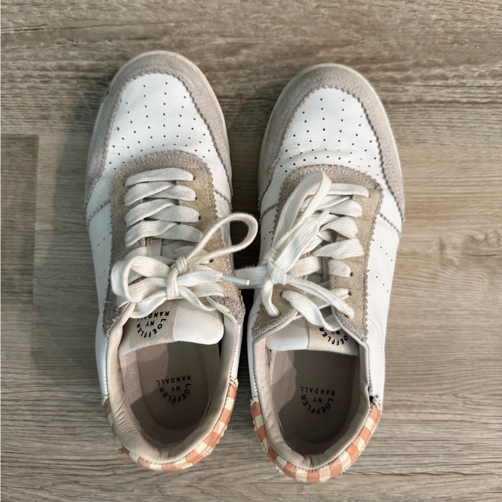 White and Beige Sneakers